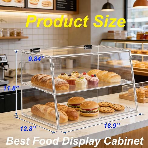 2 Tier Acrylic Food Display Case for Countertop Pastry Display case with Lift-Up Rear Door -Keep Donuts, Bagels, Cakes & Cookies Fresh in Saudi Arabia