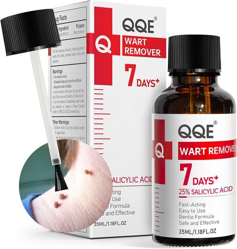 مزيل الثآليل، سائل مزيل الثآليل بحمض الساليسيليك بنسبة 25%، مزيل الثآليل العلاجي سريع المفعول للثآليل الأخمصية للقدمين، حمض الساليسيليك للثآليل، مزيل الذرة لأصابع القدم، الثآليل الشائعة والمسطحة، 1.18 أونصة سائلة in Kuwait