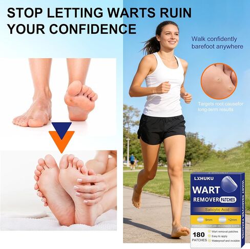 Maximum Strength Salicylic Acid Wart Remover Patches, 180 Count - Fast & Gentle Removal, Waterproof & Invisible, Suitable for Plantar, Common, Flat Warts, Corns, Calluses in Kuwait