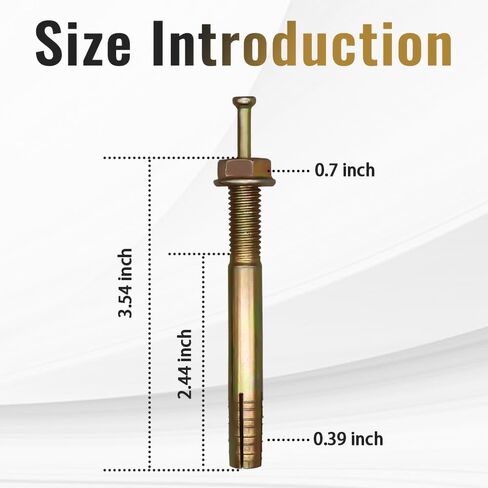 مرساة سترايك مقاس 3/8 بوصة × 3-1/2 بوصة، مرساة توسيع دبوس محرك المطرقة، مسمار مسمار معدني مثبت للخرسانة والأسمنت (20 قطعة) in Kuwait