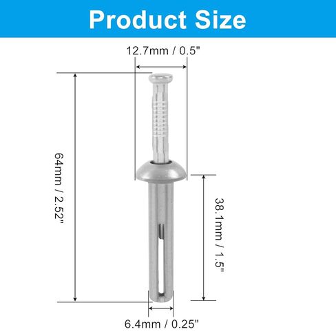 مثبتات محرك مطرقة من سبائك الزنك مقاس 1/4 بوصة × 1-1/2 (50/صندوق) - تصميم متكامل مقاوم للصدأ لتثبيت جدار الخرسانة/الطوب in Kuwait