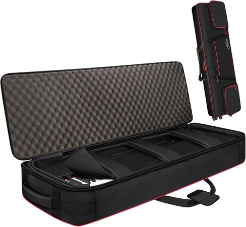 SNIGJAT 88 Key Keyboard Case with Wheels (Interior: 56.5"x16.2"x6.8"), Soft 88 Key Rolling Keyboard Case with Detachable Paddings & Adjustable Shoulder Straps, Full Padded Piano Bag in Kuwait