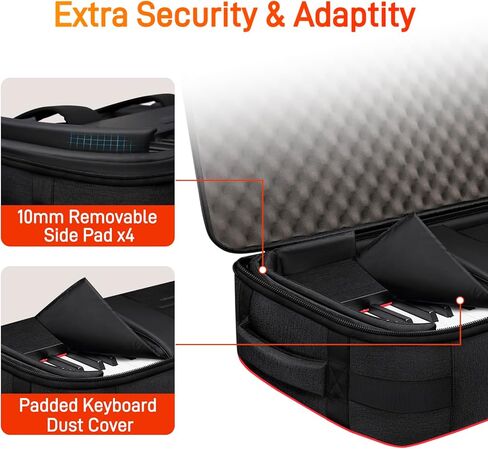 SNIGJAT 88 Key Keyboard Case with Wheels (Interior: 56.5"x16.2"x6.8"), Soft 88 Key Rolling Keyboard Case with Detachable Paddings & Adjustable Shoulder Straps, Full Padded Piano Bag in Kuwait