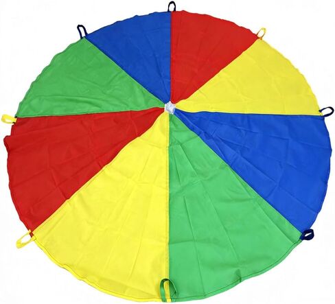 مظلة قوس قزح بطول 5.4 قدم، لعبة باراشوت مع 8 مقابض، مناسبة للاستخدام الداخلي والخارجي، مناسبة للألعاب التعاونية والأنشطة الخارجية. in Kuwait