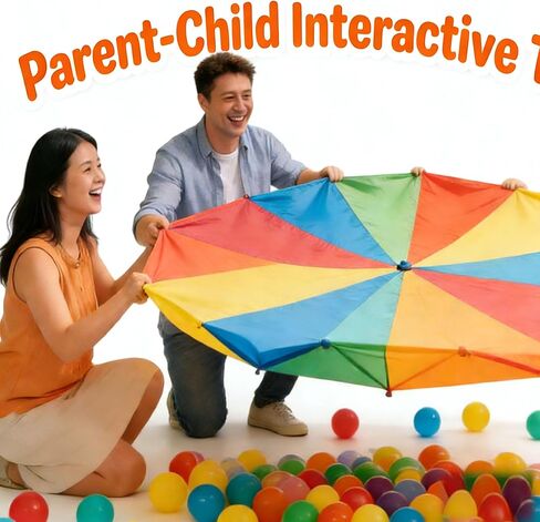 مظلة قوس قزح بطول 5.4 قدم، لعبة باراشوت مع 8 مقابض، مناسبة للاستخدام الداخلي والخارجي، مناسبة للألعاب التعاونية والأنشطة الخارجية. in Kuwait
