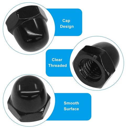 M10 Acorn Cap Nuts, 10Pcs Stainless Steel 18-8 (308) Hex Head Dome Cap Nuts, Corrosion Resistant & Durable Finish for Indoor & Outdoor Projects (Black) in Saudi Arabia