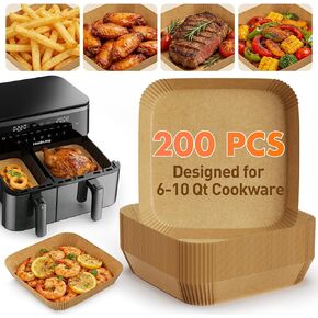 بطانات ورقية للمقلاة الهوائية، 100 قطعة من بطانات المقلاة الهوائية للاستعمال مرة واحدة، غير لاصقة ومقاومة للزيت لسهولة التنظيف، مربعة 8 بوصة in Kuwait