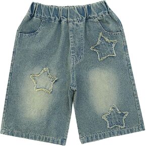 الفتيات طول الركبتين شورت جينز فضفاض منتصف عالية الخصر ريترو برمودا Jorts ستار الشارع الشهير واسعة الساق Y2K الدينيم جان قصيرة in Kuwait