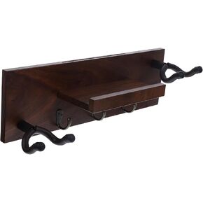 BESTYASH Wooden Guitar Wall Mount 4-in-1 Multi-Instrument Hanger Rack for Guitar Ukulele Violin with Black Walnut Finish, Space-Saving Holder for Music Room and Studio in Kuwait