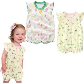 Curipeer Baby Girls Sleeveless Outfits Romper Print Cartoon Baby Summer Jumpsuit in Kuwait