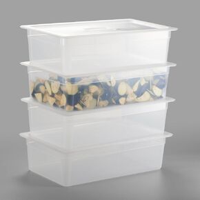 كورتا 4 عبوات كاملة الحجم 6 بوصات من مقلاة الطعام العميقة مع غطاء بمقبض - بولي بروبيلين شفاف من الدرجة التجارية NSF، تخزين آمن في الفريزر قابل للتكديس للمطاعم والمطاعم والبوفيهات in Kuwait