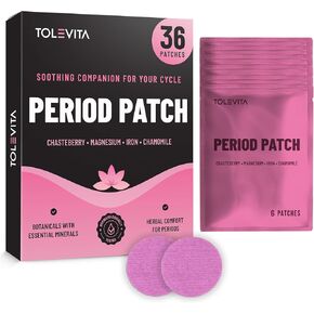 رقعات تخفيف الدورة الشهرية 36 قطعة - دعم عشبي للتشنجات مع نبات تشاستيبيري والمغنيسيوم وزهرة الربيع المسائية ودونغ كاي والكركمين وفيتامينات ب6 وه والحديد والبابونج - التوازن الهرموني وراحة الدورة الشهرية in Kuwait