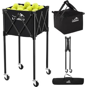 Extra Large Tennis Ball Hopper, Holds 200 Balls, Foldable Tennis Ball Basket with Wheels & Removable Bag, Lightweight Pickleball Caddy Cart for Baseball/Softball, for Training/Teaching in Kuwait