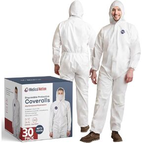 Hazmat Suits Disposable | 8 Size Options | With Hood - Heavy Duty Disposable & Breathable Coverall, PPE Suit in Kuwait