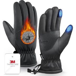 قفازات شتوية للرجال والنساء مصنوعة من بطانة قطيفة عازلة 3M بأصابع تعمل باللمس - مقاومة للرياح ومقاومة للماء بدرجة 10 فهرنهايت in Kuwait