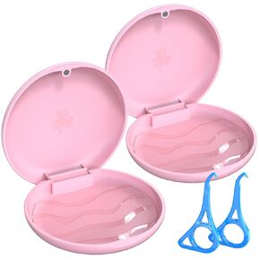 حقيبة تثبيت BVN مع أداة إزالة المحاذاة (عبوة من قطعتين)، حقيبة حماية الفم المحمولة وصندوق أطقم الأسنان، حاوية تثبيت نحيفة لتقويم الأسنان من أجل إنفيزالاين وواقيات الفم، تتضمن خطافين محاذاة - أبيض in Kuwait