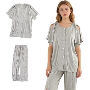 ملابس إعادة التأهيل، ملابس المرضى طريح الفراش بعد العمليات الجراحية، ملابس كاملة قابلة للتمزيق، للجنسين، سراويل قابلة للتمزيق، مناسبة للعناية بعد العمليات الجراحية للمرضى طريح الفراش ذوي القدرة المحدودة على الحركة، رمادي in Kuwait