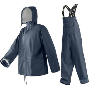 Men's Workwear PRO Rain Suit - Waterproof Jacket and Bib Pants 3-piece Set for Ultimate Safety and Comfort in Kuwait