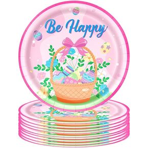 ASVNRES Happy Easter Party Paper Plates - 7Inch Eggs Print Dessert Plates for Cake Salad Fruit Pizza, Disposable Platter Religious Easter Plate Serving Dish for Holiday Party Decor in Kuwait