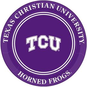 أطباق ورقية من Westrick TCU Horned Frogs مقاس 9 بوصات - مرخصة رسميًا - لوحات تحمل شعار الجامعة - لوازم الحفلات للتخييم وحفلات العرض والتخرج - 8 عبوات in Kuwait