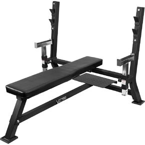Valor Fitness Olympic Bench Press Station with Squat Rack – Adjustable Spotter Arms, Safety Catch, and Plate Storage – 500 lb Capacity for Home Gym Strength Training in Kuwait
