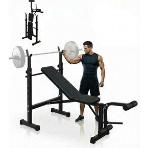 مقعد وزن قابل للتعديل لصالة الألعاب الرياضية المنزلية، مقعد تدريب القوة متعدد الوظائف مع تصميم قابل للطي، إطار فولاذي عالي التحمل، أوضاع مسطحة مائلة، معدات تمرين الجسم بالكامل in Kuwait