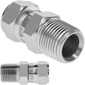 محول دوار هيدروليكي 1/4 بوصة ذكر NPTF × 3/8 بوصة أنثى JIC 37 درجة، 6505-04-06 موصل وصلات الأنابيب المستقيمة 360 درجة من الفولاذ الكربوني لتركيب الخرطوم الهيدروليكي (عبوتان) in Kuwait