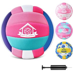 Soft Indoor Volleyball, Cushioned Cover Training Ball for Beginners, Silent Indoor Volleyball with Pump, Lightweight Official Size 5 Volleyballs for House Games & Practice in Kuwait