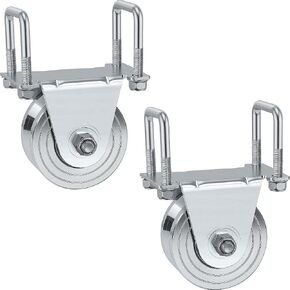 AIWFL 2 Pack 4" V-Groove Slide Gate Wheel Kit, Heavy Duty Steel Dual Bearing Bolted External Mount Bracket with Screws, for 2" Thick Inverted Sliding Rolling Track Gates, 3000 LBS Capacity No Welding in Kuwait