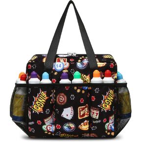 حقيبة بينجو مع جيوب لمستلزمات Daubers Dabbers Dotters Bingo Stuff للاعبين (أسود) in Kuwait