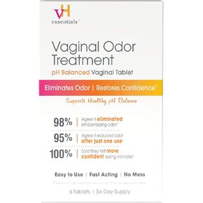 علاج رائحة المهبل من في إتش إيسنشيالز - تحاميل مهبلية متوازنة لدرجة الحموضة - 6 أقراص مع أداة توزيع، أبيض in Kuwait