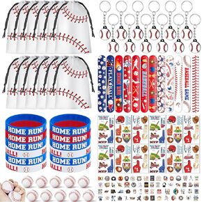 132 PCS Baseball Party Party Favors Carphstring Bags Baseball Bag مع كرة مصغرة ، معصم ، أساور صفعة ، سلاسل المفاتيح ، ملصقات البيسبول ، ملصقات الوشم لمستلزمات الحفلات تحت عنوان البيسبول in Kuwait