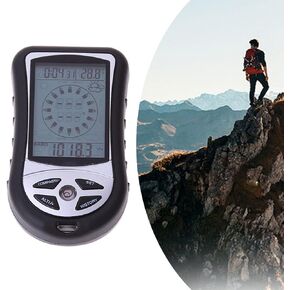 Handheld Pocket Altimeter Barometer Compass Thermometer with Weather Forecast, 700-9000m Range, -10 to 60°C, Blue Backlight, for Hiking Camping Travel in Kuwait