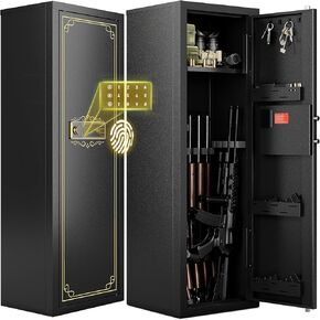 KAER 10-12 Gun Safe for Home Rifle and Pistols Biometric Gun Safes & Cabinets Clearance Gun Cabinet for Rifles and Shotguns Gun Safe for Handgun with Digital Keypad Adjustable Shelves Unassembled in Kuwait