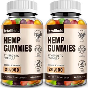 Hemp Gummies for Sleep, Pain, Anxiety- High Potency Advanced Extra Strength with Pure Natural Hemp Oil, Best Hеmp Gummies for Adults - Low Sugar (2 Pack) in Kuwait