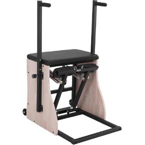 كرسي بيلاتيس من خشب البلوط مع 4 مقابض مستويات ودواسات مقسمة وقابل للتعديل لمقاومة الاستوديو بجودة البيلاتيس للتدريبات المنزلية واستخدام الاستوديو in Kuwait