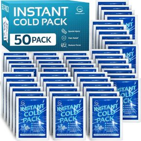 50 Pack Instant Ice Cold Pack (6" x 4.5") - Disposable Instant Ice Packs for Injuries | Cold Compress Ice Pack for Pain Relief in Kuwait