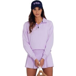 Women’s Track Sweatshirt, Cropped Quarter-Zip Mock Neck Jacket with Adjustable Hem & Rubber Logo for Padel,Pickleball &Tennis in Saudi Arabia