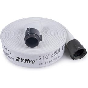 ZYfire Fire Hose – 2-1/2" ID x 25 FT Double Jacket EPDM Firefighter Hose with M x F NST/NH Aluminum Couplings 1200 PSI Burst Pressure Lightweight for Firefighting & Residential Use in Kuwait