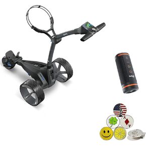 Motocaddy New M5 GPS DHC Electric Caddy Cart Bundle with Holders for Umbrella/Scorecard/Drink, Device Cradle, Bushnell Wingman, 5 Ball Markers, & 1 Magnetic Hat Clip in Kuwait