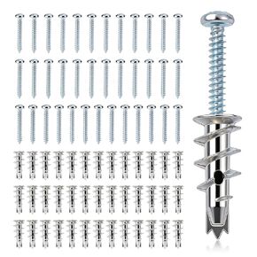 116 Pcs Premium Zinc Self-Drilling Drywall Anchors and Screws Kit, Heavy Duty Metal Wall Anchors, #6 x 1-1/4'' with 50 LB Loading Capacity, for Home Wall Hanging & Mounting in Kuwait