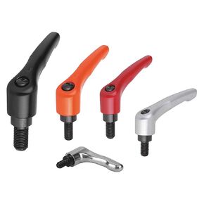 Kipp 06460-2A42X20 Zinc Adjustable Handle with 3/8-16" External Thread, Modern Design Style, Steel Components, Inch, Orange Powder-Coated Finish, Size 2, 20 mm Screw Length in Kuwait