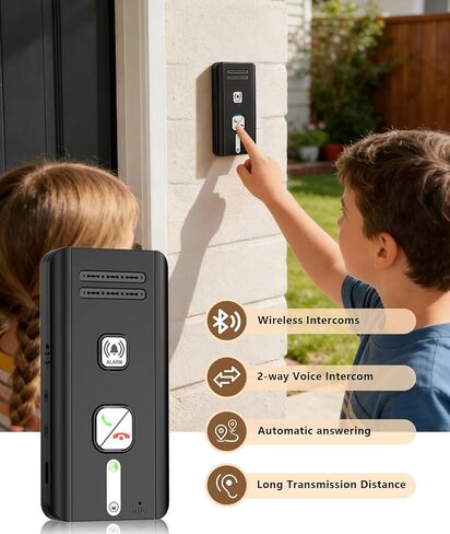 Intercoms Wireless for Home, 2 Way Audio Hands-Free Wireless Intercom System, 1600ft Long Range, 3 Ringtones 5 Volume Levels (Black) in Kuwait