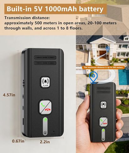 Intercoms Wireless for Home, 2 Way Audio Hands-Free Wireless Intercom System, 1600ft Long Range, 3 Ringtones 5 Volume Levels (Black) in Kuwait