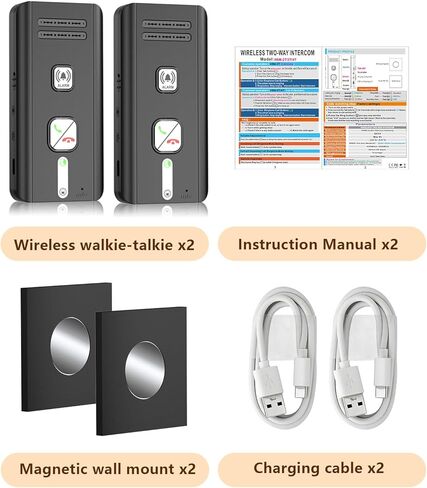 Intercoms Wireless for Home, 2 Way Audio Hands-Free Wireless Intercom System, 1600ft Long Range, 3 Ringtones 5 Volume Levels (Black) in Kuwait