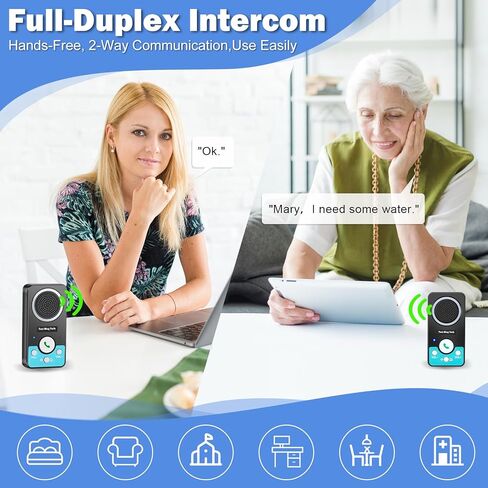 Intercoms Wireless for Home, Full Duplex 2 Way Intercom System, 1500ft Long Range Intercom with 8 Volume Levels, Rechargeable Battery & 4 Chime for Home Office & Business (3 Pack) in Kuwait