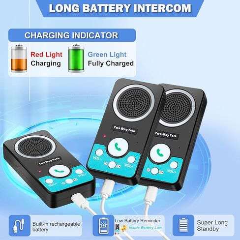 Intercoms Wireless for Home, Full Duplex 2 Way Intercom System, 1500ft Long Range Intercom with 8 Volume Levels, Rechargeable Battery & 4 Chime for Home Office & Business (3 Pack) in Kuwait
