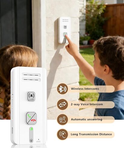 Wireless Intercom System for Home, 2-Way Audio Hands-Free Communication, 1600ft Long Range, 3 Ringtones 5 Volume Levels House/Office/Classroom(2 Pack, White) in Kuwait