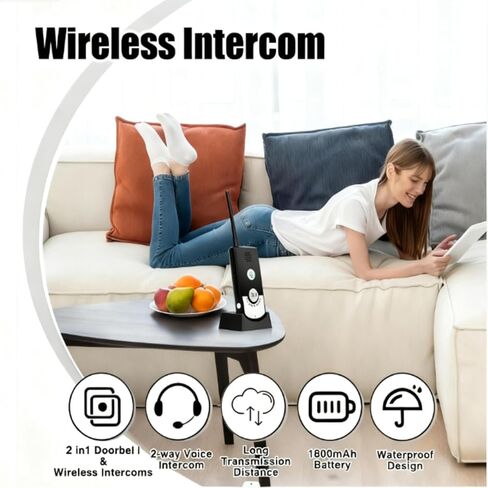 نظام اتصال داخلي لاسلكي للمنزل، جهاز اتصال لاسلكي ثنائي الاتجاه لمراقبة كبار السن، استخدام المنزل والمكتب، اتصال داخلي سهل التركيب مع ميزة جرس الباب in Kuwait