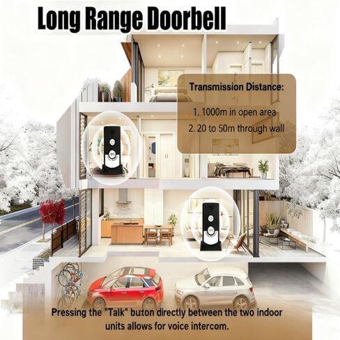 نظام اتصال داخلي لاسلكي للمنزل، جهاز اتصال لاسلكي ثنائي الاتجاه لمراقبة كبار السن، استخدام المنزل والمكتب، اتصال داخلي سهل التركيب مع ميزة جرس الباب in Kuwait